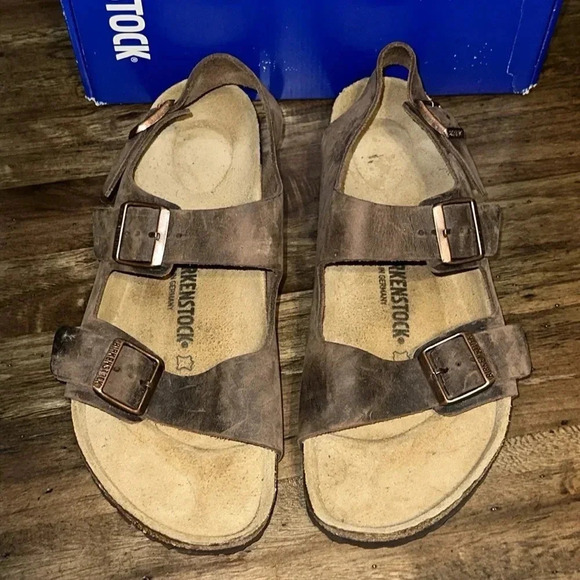 Birkenstock Milano Sandal Brown Double Strap/Back Strap Leather Shoe M12 (45) main image 8